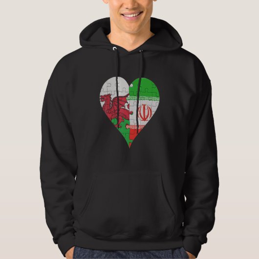 Welsh Iran Flag Herz Hoodie (Vorderseite)