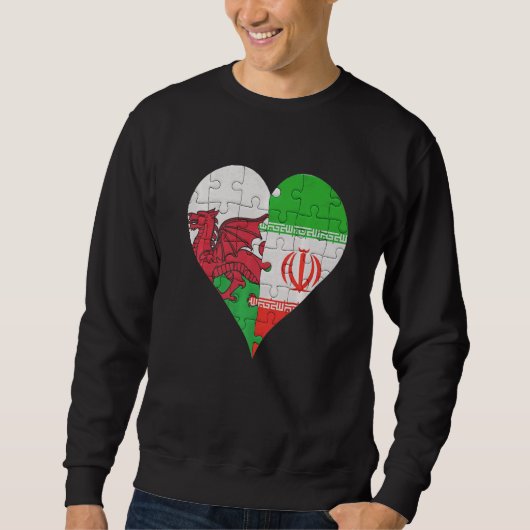Welsh Iran Flag Herz Sweatshirt (Vorderseite)