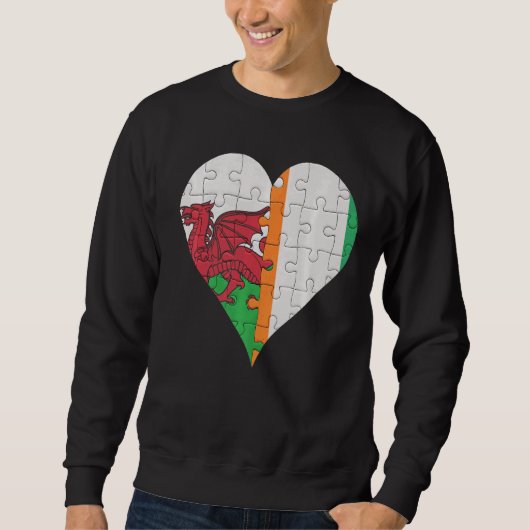 Welsh Ivorian Flag Herz Sweatshirt (Vorderseite)