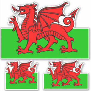Welsh National Flag Contour Aufkleber