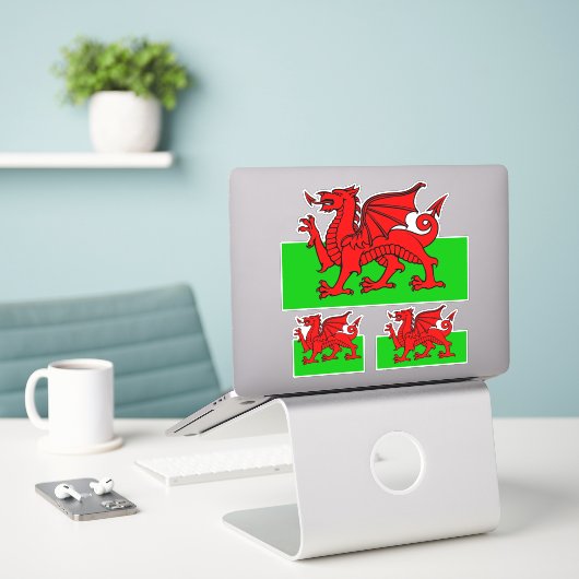 Welsh National Flag Contour Aufkleber (Laptop auf Schreibtisch)
