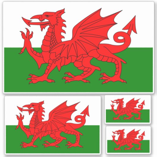Welsh National Flag Contour Aufkleber (Vorderseite)