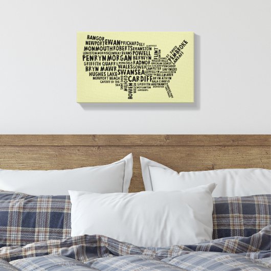 Welsh Placenames American Map Canvas Print Leinwanddruck (Insitu (Schlafzimmer))
