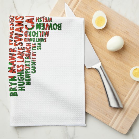 Welsh Placenames In USA Word Art Geschirrtuch (Viertel Falte)