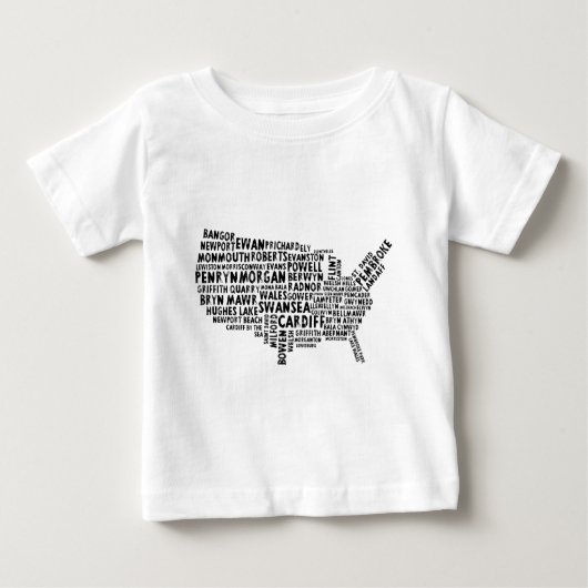 Welsh Placenames of America Word Art Baby T-shirt (Vorderseite)