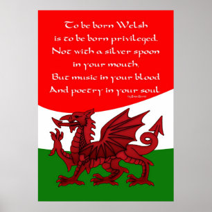 Welsh Poem Poster - Print Welsh Dragon