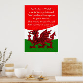 Welsh Poem Poster - Print Welsh Dragon (Küche)