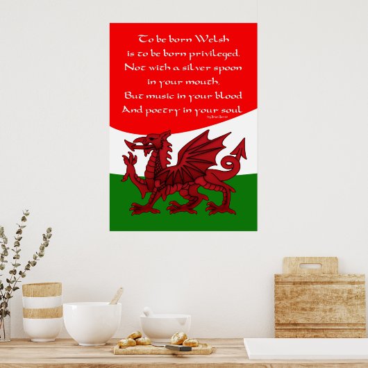 Welsh Poem Poster - Print Welsh Dragon (Küche)