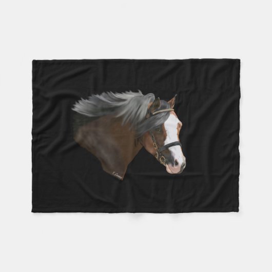 Welsh Pony Portrait Fleecedecke (Vorderseite (Horizontal))