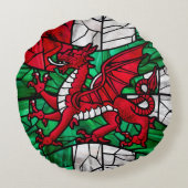 Welsh Red Dragon Flag Rundes Kissen (Rückseite)