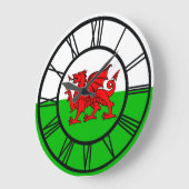 Welsh Red Dragon Wales Flag Große Wanduhr (Winkel)