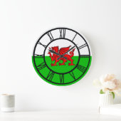 Welsh Red Dragon Wales Flag Große Wanduhr (Zuhause)