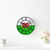 Welsh Red Dragon Wales Flag Runde Wanduhr (Zuhause)