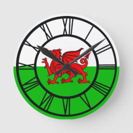 Welsh Red Dragon Wales Flag Runde Wanduhr