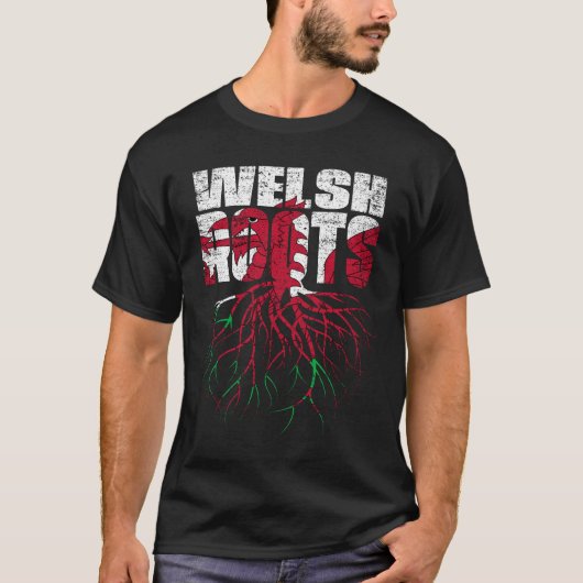 Welsh Roots Wales Heritage Flag T-Shirt (Vorderseite)