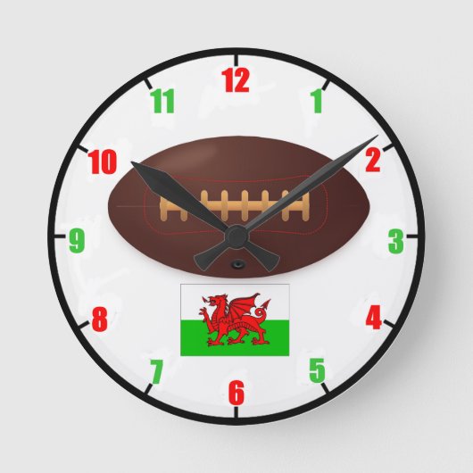 Welsh Rugby Wall Clock Runde Wanduhr (Vorderseite)