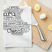 Welsh Slang Word Art Map Geschirrtuch (Viertel Falte)