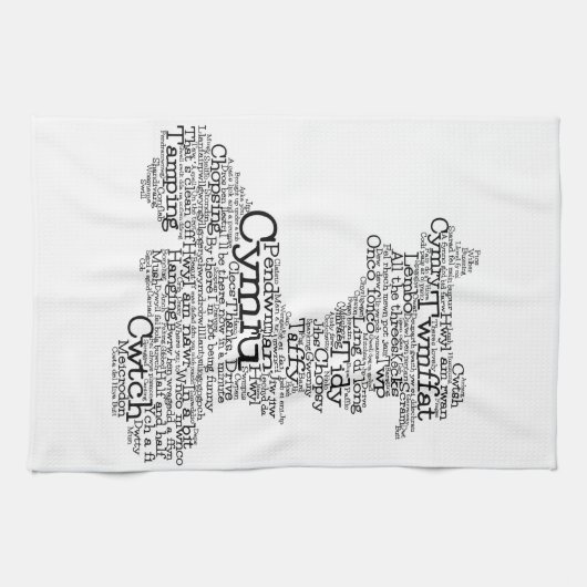 Welsh Slang Word Art Map Geschirrtuch (Horizontal)