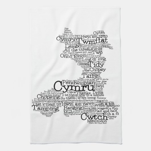 Welsh Slang Word Art Map Geschirrtuch (Vertikal)