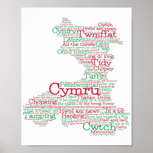 Welsh Slang Word Art Map Poster (Vorne)