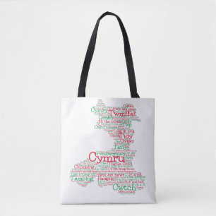 Welsh Slang Word Art Map Tote Bag Tasche