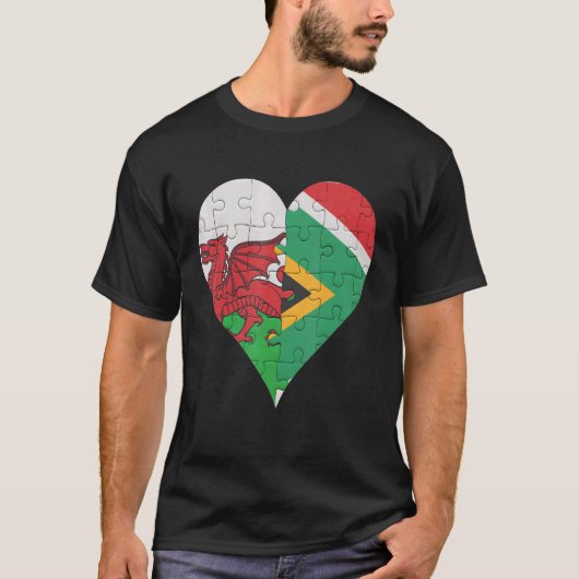 Welsh South African Flag Herz T-Shirt (Vorderseite)