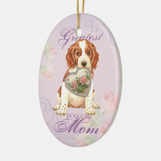 Welsh Springer Spanel Herz Mama Keramik Ornament (Links)