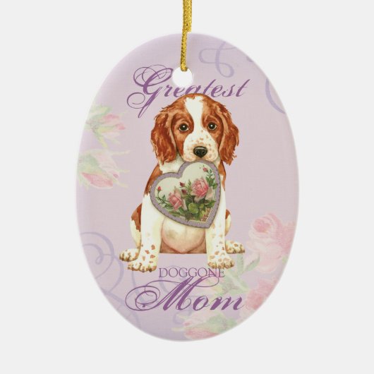 Welsh Springer Spanel Herz Mama Keramik Ornament (Vorne)
