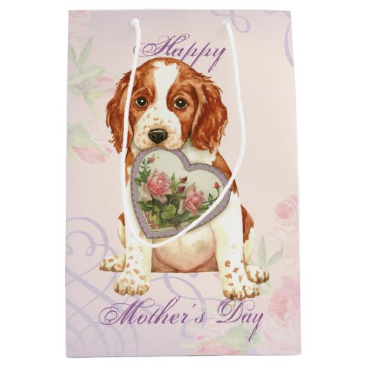 Welsh Springer Spanel Herz Mama Mittlere Geschenktüte (Vorderseite)