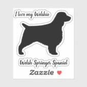 Welsh Springer Spanel Silhouette Dog Breed Aufkleber (Blatt)