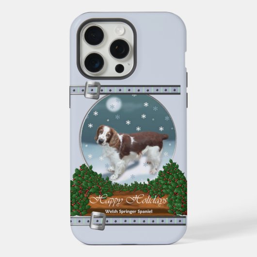 Welsh Springer Spaniel Blue Christmas Holiday iPhone Hülle (Rückseite)