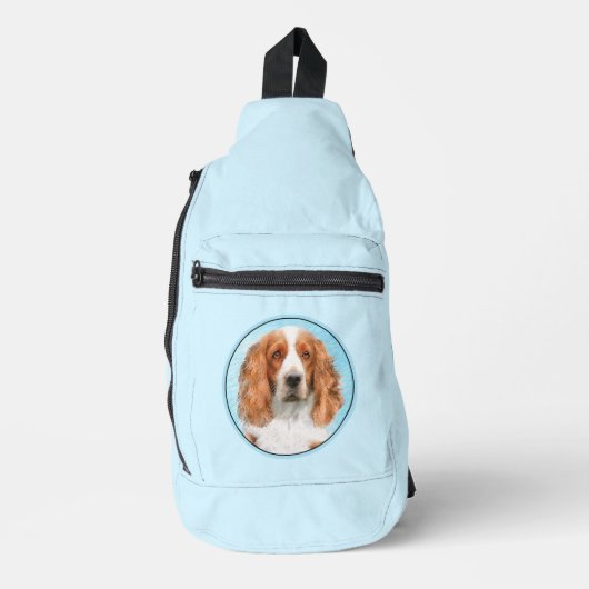 Welsh Springer Spaniel Malerei Original Dog Art Crossbody Bag (Vorderseite)