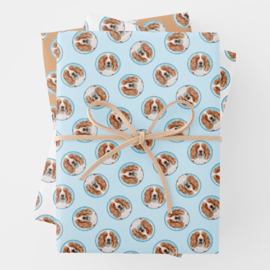 Welsh Springer Spaniel Malerei Original Dog Art Geschenkpapier Set (Beispiel)