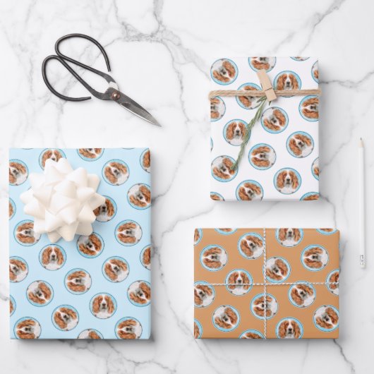 Welsh Springer Spaniel Malerei Original Dog Art Geschenkpapier Set (Vorderseite)