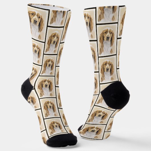 Welsh Springer Spaniel Malerei Original Dog Art Socken (Gewinkelt)