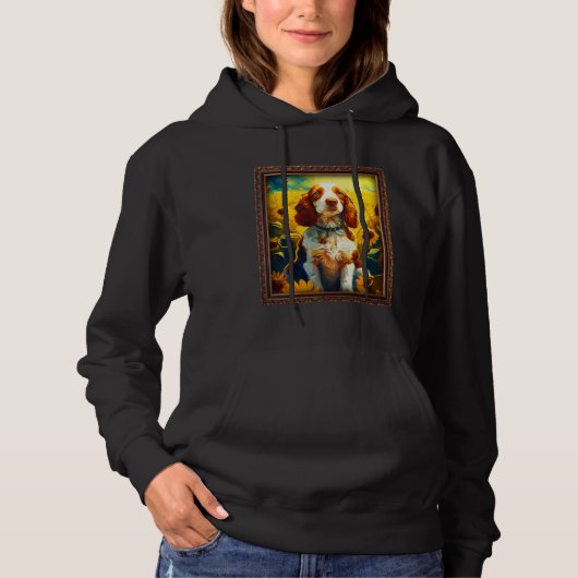 Welsh Springer Spaniel Painting Sunflower Flower M Hoodie (Vorderseite)