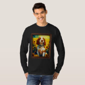 Welsh Springer Spaniel Painting Sunflower Flower M T-Shirt (Vorne ganz)