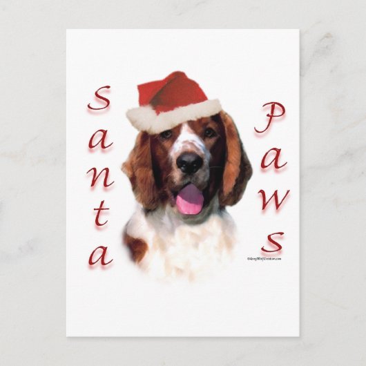 Welsh Springer Spaniel Santa Paws Feiertagspostkarte (Vorderseite)