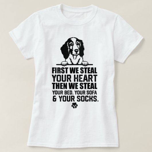 Welsh Springer Spaniel Steal Your Heart Steart You T-Shirt (Design vorne)