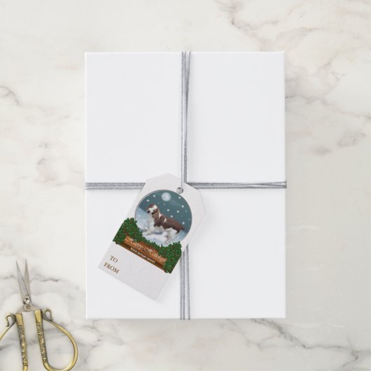 Welsh Springer Spaniel Weihnachten Geschenkanhänger (Mit Garn)