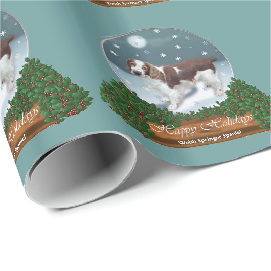 Welsh Springer Spaniel Weihnachten Geschenkpapier (Rolleneckpunkt)