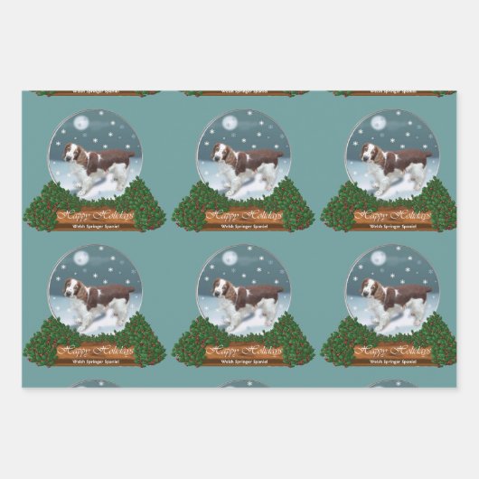 Welsh Springer Spaniel Weihnachten Geschenkpapier Set (Vorderseite)