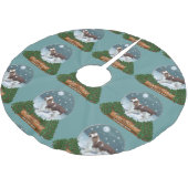 Welsh Springer Spaniel Weihnachten Polyester Weihnachtsbaumdecke (Schrägansicht)