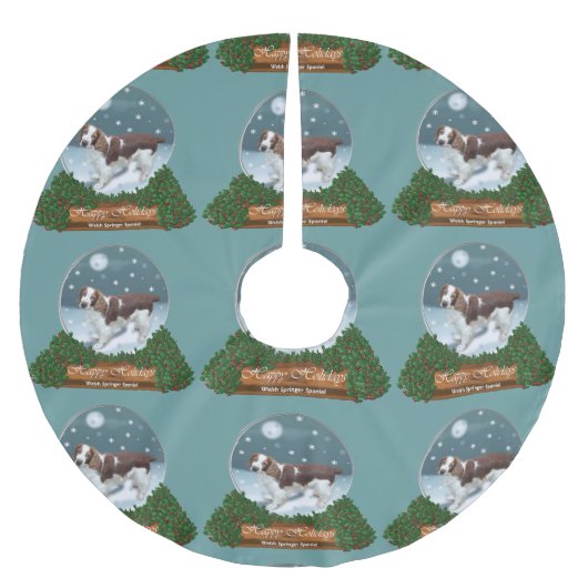 Welsh Springer Spaniel Weihnachten Polyester Weihnachtsbaumdecke (Vorderseite)