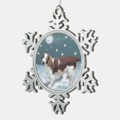 Welsh Springer Spaniel Weihnachten Schneeflocken Zinn-Ornament (Rechts)