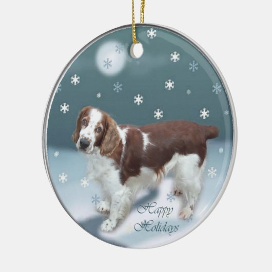 Welsh Springer Spaniel Weihnachtsgeschenke Keramikornament (Links)