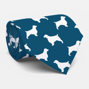 Welsh Springer Spanier Silhouetten Pattern Blue Krawatte