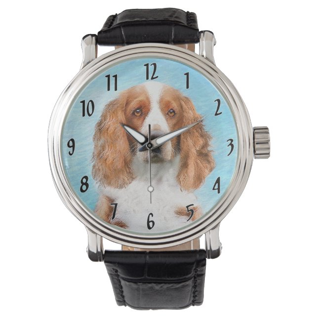 Welsh Springer Spanischmalerei - Original Dog Art Armbanduhr (Vorderseite)