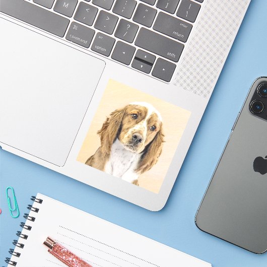 Welsh Springer Spanischmalerei - Original Dog Art Aufkleber (Laptop mit iPhone)