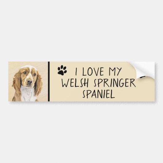 Welsh Springer Spanischmalerei - Original Dog Art Autoaufkleber (Vorne)